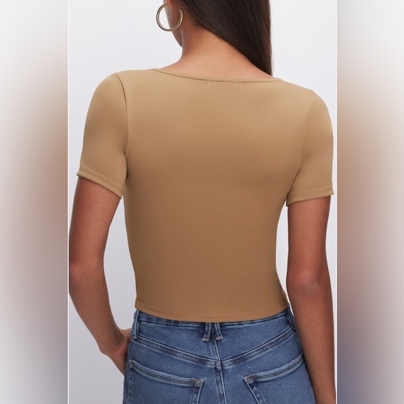 NWT Good American Women's Scoop Neck Crop Scuba Knit T-Shirt - Picture 3 of 15